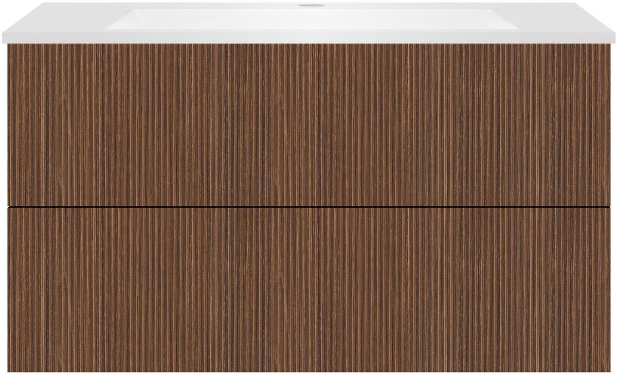 Onderbouw COFFEE 2 lades 100 notelaar smartline+wastafel kunstmarmer mat wit