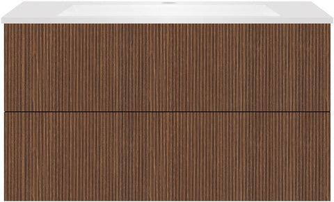 Onderbouw COFFEE 2 lades 100 notelaar smartline+wastafel kunstmarmer mat wit