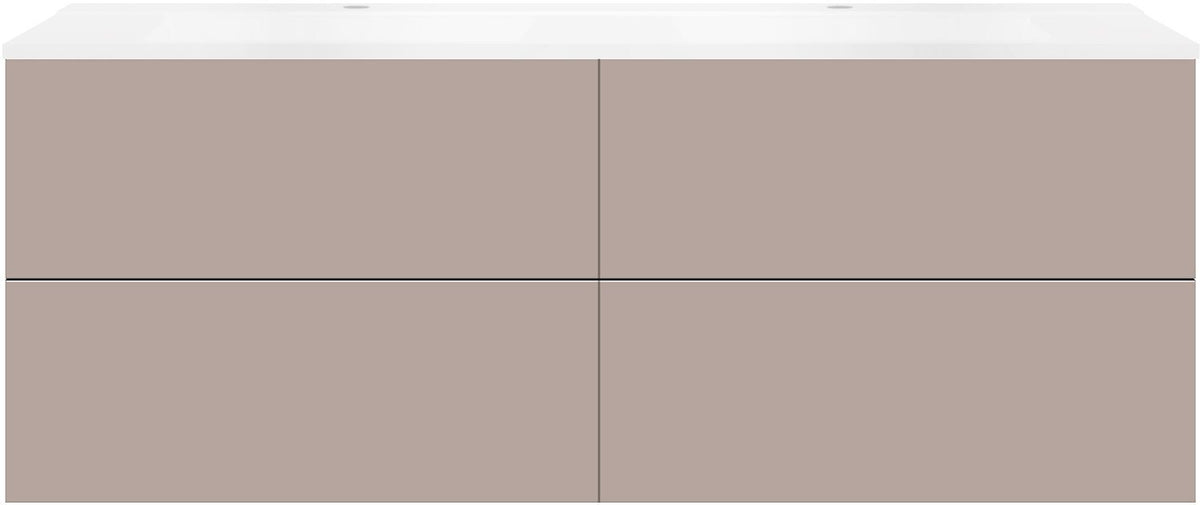 Onderbouw COFFEE 4 lades 160 duo basaltgrijs +dubbele wastafel mat wit