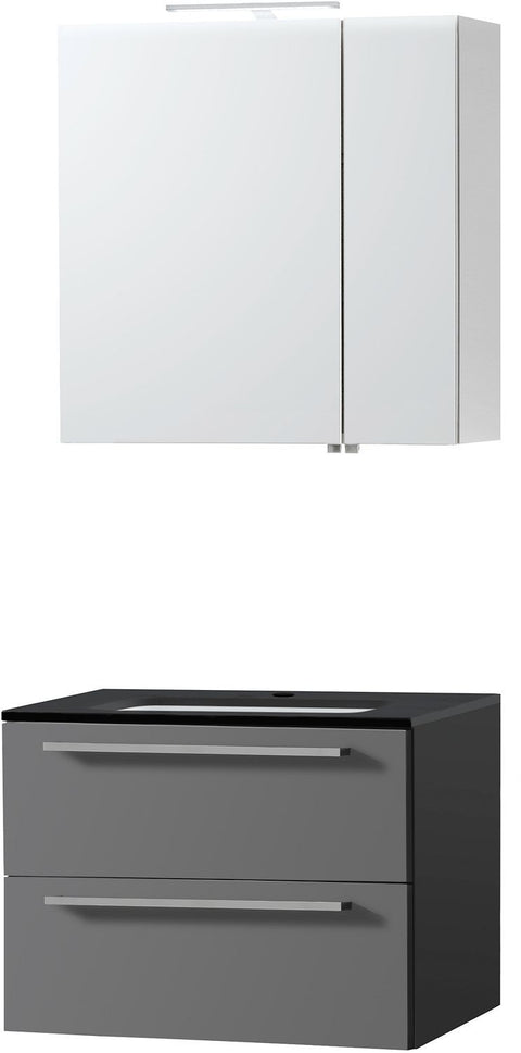 Meubel combo uni leisteen 70 bleu belge spiegelkast, badkamermeubelen — SKU DESCO-700242