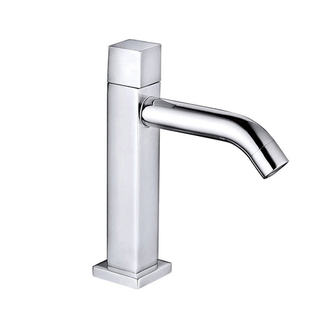 BELVIT koudwaterkraan vierkant chrom met handgreep vaste uitloop opbouwkraan - Chroom, badkamer & sanitair — SKU MB-19580-23107, EAN 5404029124221