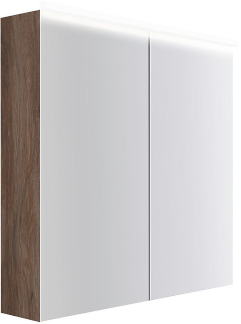 Spiegelkast COFFEE 2 deuren 800MM 4250K notelaar Decor Fluweel, badkamermeubelen — SKU DESCO-193054