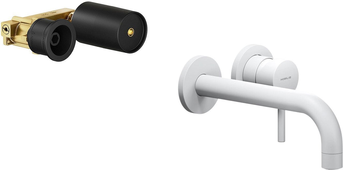 1GREEP Mengkraan lavabo muur live nobili 200MM mat wit, kranen & mengkranen — SKU DESCO-702630