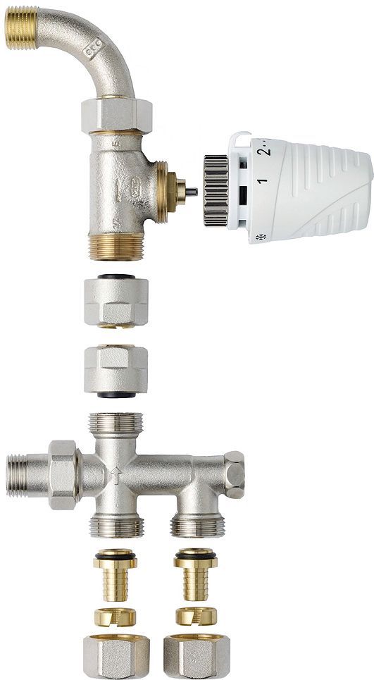 COMBINAISON DE RACCORD MONOTUBE THERMOSTATIQUE HONEYWELL DROIT+COURBE 1/2"