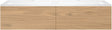 SOUS MEUBLE COFFEE 2 TIROIRS 140 CHENE CLASSIQUE +DOUBLE LAVABO EN MARBRE SYNTHETIQUE BLANC