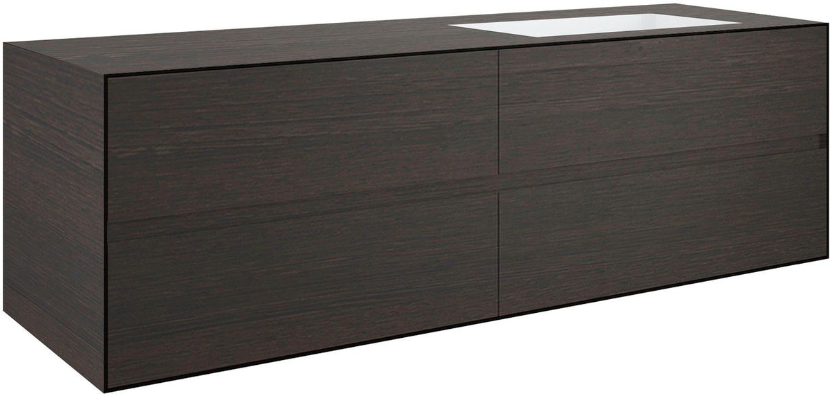 ONDERBOUW 4 LADES+ONDERBOUWLAVABO RECHTS TENSO 160CM ZONDER KRAANGAT WENGE