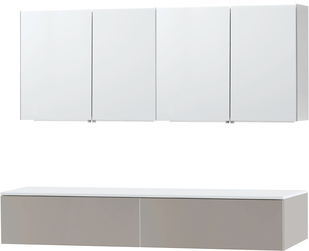 Meubel puro duo grijs 180 1 lade solid opbouw spiegelkast, badkamermeubelen — SKU DESCO-704065