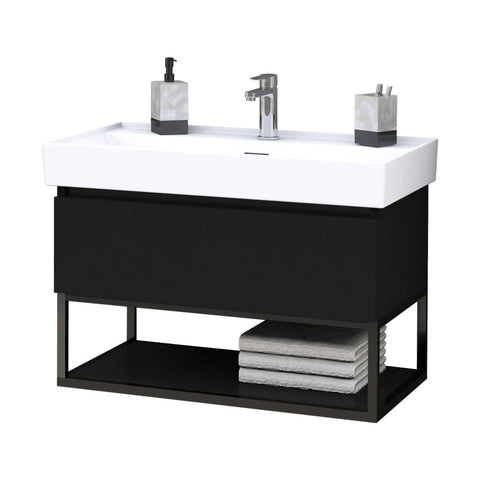BELVIT Badkamermeubelset met 80 cm keramische wastafel opbouw- of wandmontage met overloop & kraangat inclusief SOVENA badkameronderkast - Wit, wastafelsets — SKU MB-19764-23291, EAN 5404029125273