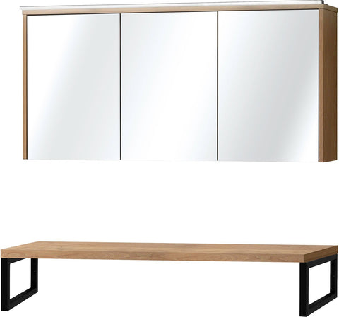 Tablet massif eik 140 voor opbouw met spiegelkast, badkamermeubelen — SKU DESCO-702495