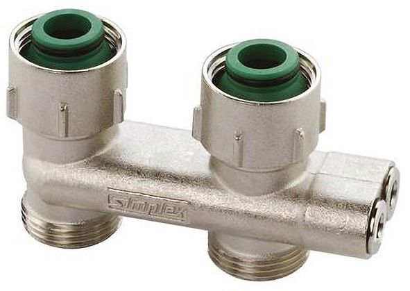 OMGEKEERDE H-BLOK 2-PIJPS SIMPLEX RECHT 3/4" EK