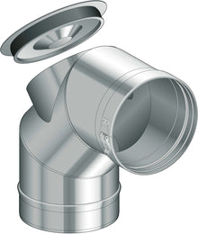 COUDE A SIMPLE PAROI INOX 90° AVEC TRAPPE DE VISITE CONDENSEUR POUJOULAT 150MM
