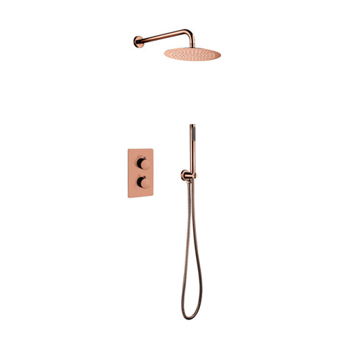Aloni inbouw thermostatische doucheset met regendouchekop (Ø25CM) - geborsteld koper, douchesystemen — SKU MB-15748-19275, EAN 5404024114531