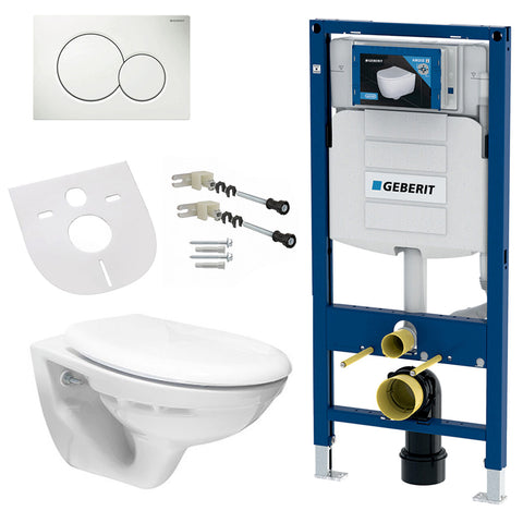 Hang-wc softclose-zitting SIGMA muuranker complete set met passend Geberit inbouwelement - Wit