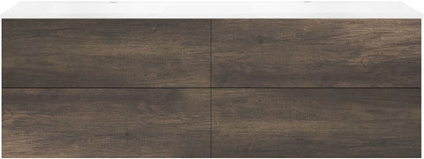 Onderbouw COFFEE 4 lades 180 duo kastanje Decor truffel +dubbele wastafel mat wit