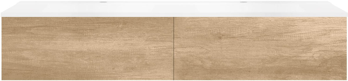 Onderbouw COFFEE 2 lades 160 duo eiken Decor kasjmier +dubbele wastafel wit