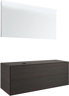MEUBEL 2LADES+TABLET VOOR OPBOUWLAVABO LINKS TENSO 140CM +KRAANGAT WENGE MET SPIEGEL