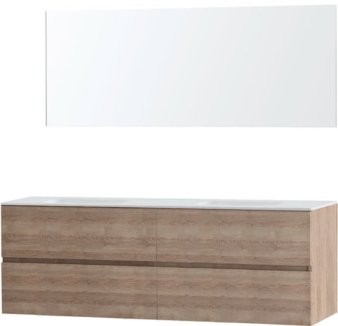 Meubel Molto eik natuur 180 2 lavabo Solid spiegel