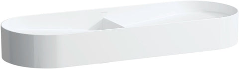 Dubbele opbouw lavabo sonar laufen 100X37 zonder kraangat/overloop Clean coat wit