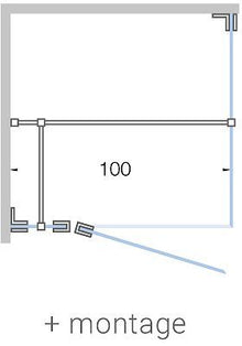PORTE PIVOTANTE AVEC PARTI FIX+PAROI LATERALE ANGLE CLOSE JUSQU'A 100CM H200CM SATIN-INOX MAT+ MONTAGE