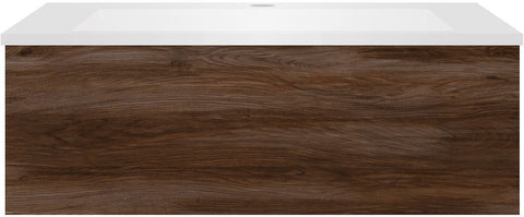 Onderbouw COFFEE 1 lade 90 notelaar Decor fluweel+wastafel kunstmarmer mat wit, badkamermeubelen — SKU DESCO-191836