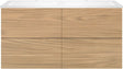 SOUS MEUBLE COFFEE 4 TIROIRS 120 DUO CHENE CLASSIQUE +DOUBLE LAVABO EN MARBRE SYNTHETIQUE BLANC