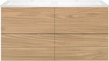 SOUS MEUBLE COFFEE 4 TIROIRS 120 DUO CHENE CLASSIQUE +DOUBLE LAVABO EN MARBRE SYNTHETIQUE BLANC