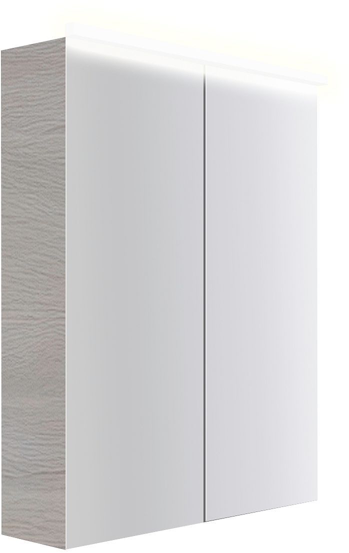 Spiegelkast COFFEE 2 deuren 600MM 4250K eik Decor Zilver, badkamermeubelen — SKU DESCO-193007