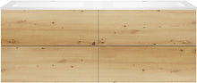 Onderbouw COFFEE 4 lades 160 duo eiken urban +dubbele wastafel kunstmarmer mat wit