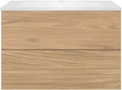 SOUS MEUBLE COFFEE 2 TIROIRS 90 CHENE CLASSIQUE +LAVABO EN MARBRE SYNTHETIQUE BLANC MAT