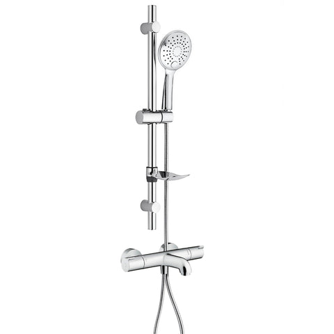 Doucheset met Hansgrohe Ecostat 1001 CL badthermostaat en Belvit verstelbare douchestang chroom, badkamer & sanitair — SKU MB-28912-32538, EAN 5404029134794