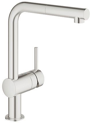 1GREEP Mengkraan keuken Minta FG L-uitloop uittrekbare handdouche Supersteel