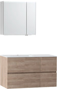 MEUBLE MOLTO CHENE NATUREL 105 GAUCHE MARBRE SYNTHETIQUE ARMOIRE TOILETTE 70