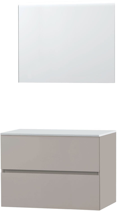 Meubel Molto poedergrijs 90 voor opbouwlavabo Solid spiegel, badkamermeubelen — SKU DESCO-701552