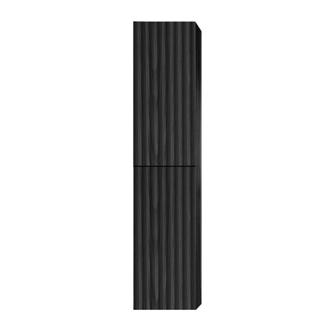 BELVIT ISARA kolomkast 160cm 2 deuren greeploos softclose omkeerbaar zwart multiplex essenhoutfineer - Zwarte eik, badkamer hoge kasten — SKU MB-19527-23054, EAN 5404029123347