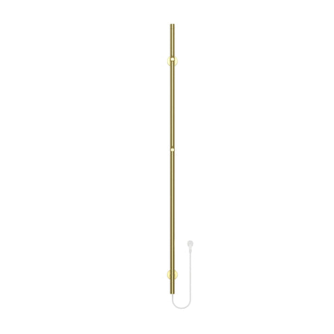 BELVIT elektrische handdoekdroger enkel 150 cm met timer 60W 2 verwarmingsstanden 2 haken - Goud geborsteld, elektrische radiatoren — SKU MB-19516-23043, EAN 5404029123507