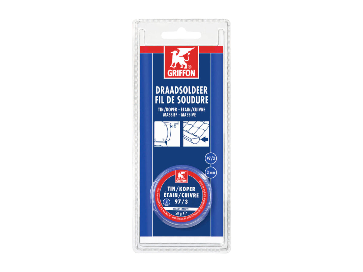 Griffon draadsoldeer tin/koper 97/3 massief 3mm 50g