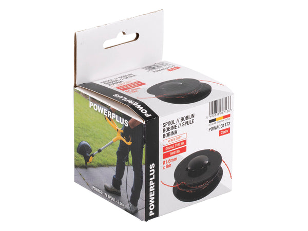 Powerplus POWACG1172 bobine double fil pour coupe-bordures 1,6mm 4m POWACG1172 bobijn dubbele trimmerdraad twist 1,6mm 4m POWXG30033/30035 2 pièces