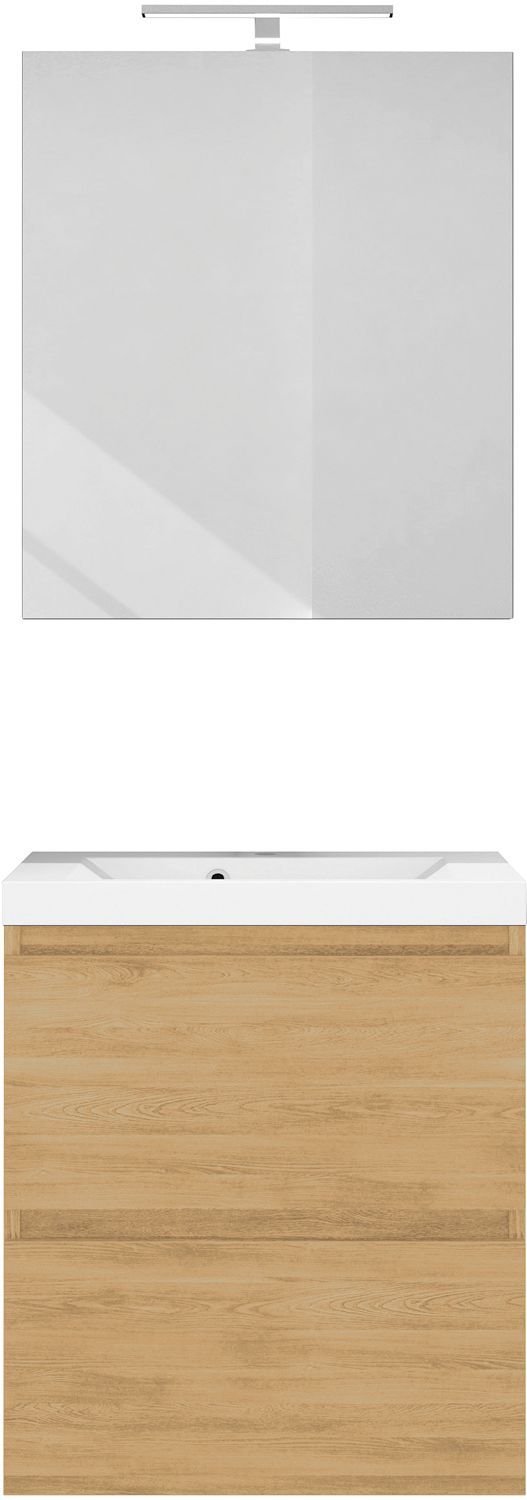 Meubel cita 60CM Solo 2 lade kunstmarmer +spiegel nordic eik