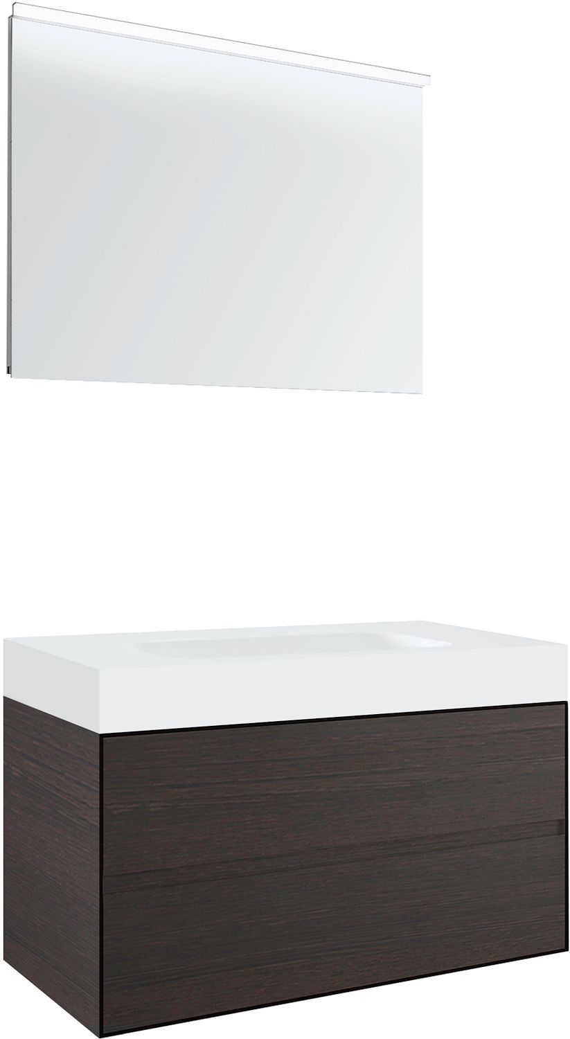 Meubel 2LADES voor tablet puro centrale lavabo tenso 90CM wenge met spiegel