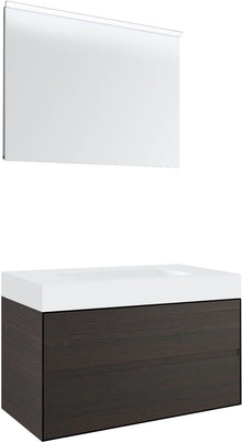MEUBLE 2 TIROIRS POUR TABLET PURO LAVABO CENTRAL TENSO 90CM WENGE AVEC MIROIR