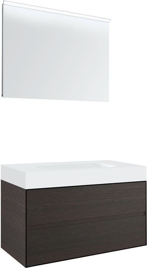 Meubel 2LADES voor tablet puro centrale lavabo tenso 90CM wenge met spiegel