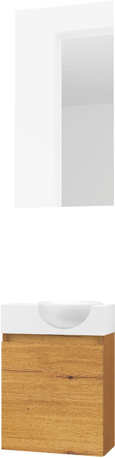 HANDENWASSER FORM MINI QUO RECHTS / 1 DEUR/ SPIEGEL EIK GOLD