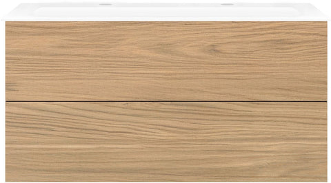 Onderbouw COFFEE 2 lade 120 eik klassiek + wastafel 2 kraangaten porselein wit
