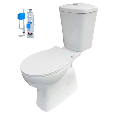 Barrièrevrij rolstoeltoegankelijk toilet afvoer vloer compleetset + wc-bril/spoelreservoir - Wit, wc-potten — SKU MB-19093-22620, EAN 5404029101857