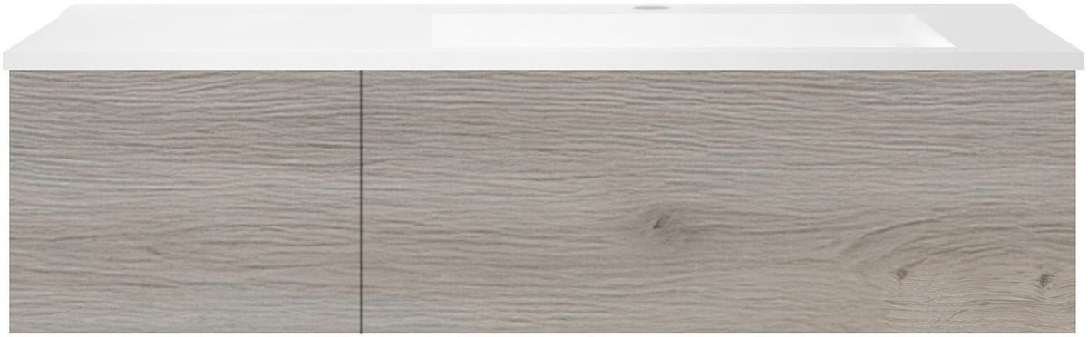 ONDERBOUW COFFEE 2 LADES 120 EIK  ZILVER+WASTAFEL RECHTS KUNSTMARMER MAT WIT