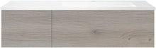 SOUS MEUBLE COFFEE 2 TIROIRS 120 CHENE ARGENT+LAVABO DROITE EN MARBRE SYNTHETIQUE BLANC MAT