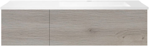 Onderbouw coffee 2 lades 120 eik zilver+wastafel rechts kunstmarmer mat wit, badkamermeubelen — SKU DESCO-192035