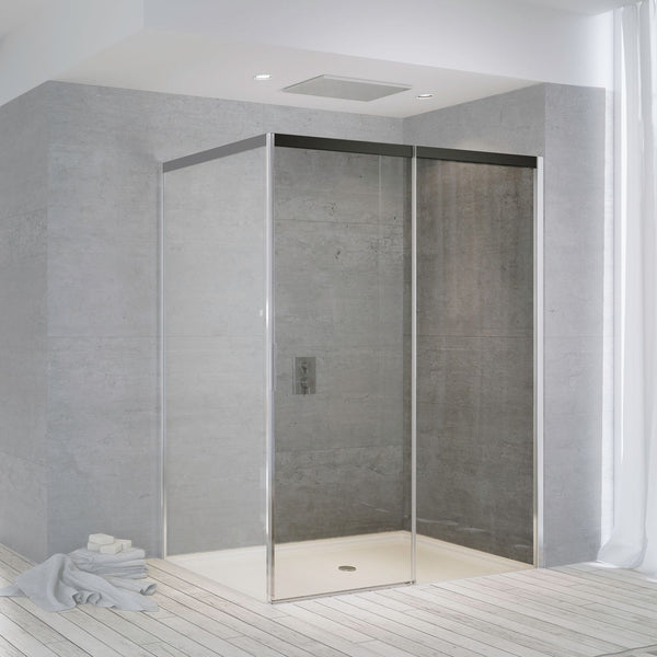 SCHUIFDEUR HOEK SUITE 1465-1490 H2000 RECHTS NANOTEC SOFTCLOSE ZWART-CHROOM/HELDER