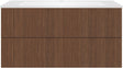 SOUS MEUBLE COFFEE 2 TIROIRS 120 NOYER SMARTLINE+LAVABO EN MARBRE SYNTHETIQUE BLANC