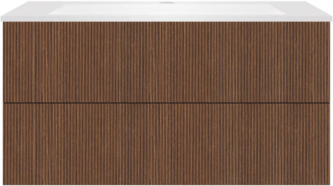 Onderbouw COFFEE 2 lades 120 notelaar smartline+wastafel kunstmarmer wit, badkamermeubelen — SKU DESCO-192201